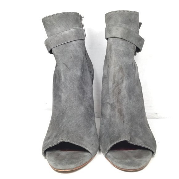 BCBGeneration Women Peep Toe Ankle Boots Grey Size 9.5 Leather Heels - Picture 2 of 11